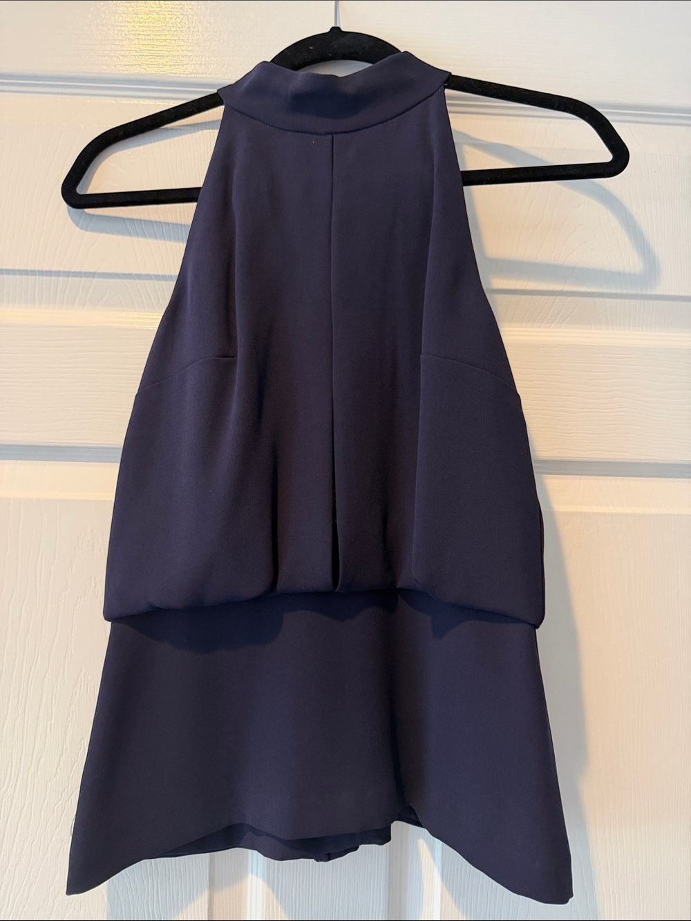 INTERMIX Dark Navy Textured Fabric Top